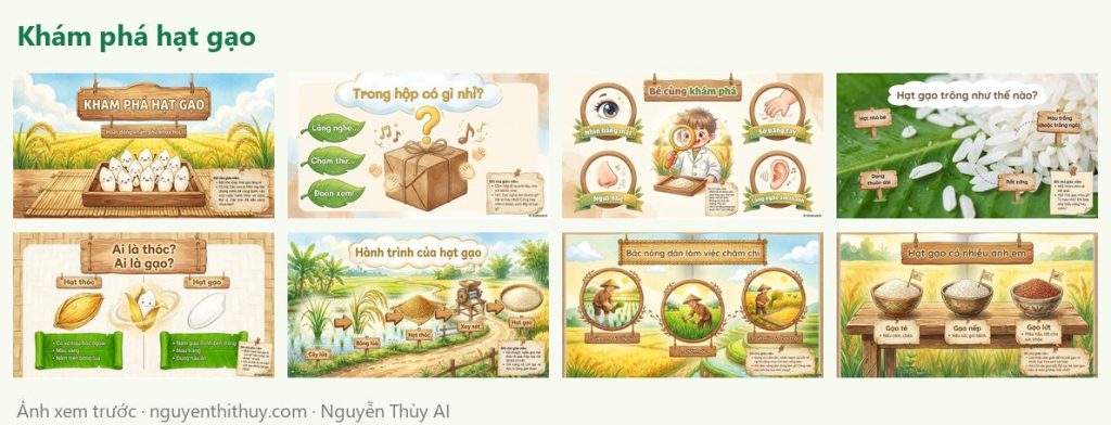 Ảnh xem trước: Slide bài giảng “Khám phá hạt gạo” – 14 trang
