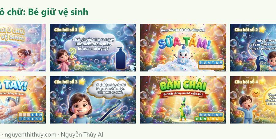 Ảnh xem trước: Trò chơi ô chữ “Bé giữ vệ sinh” – 15 trang