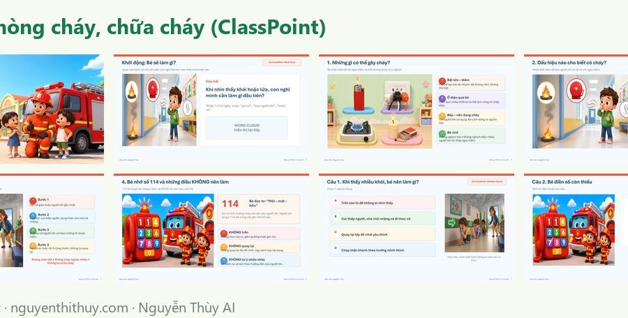 Ảnh xem trước: Bé học Phòng cháy, chữa cháy – slide tương tác ClassPoint