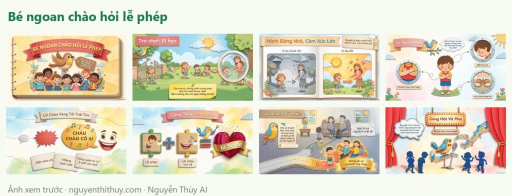 Ảnh xem trước: Slide “Bé ngoan chào hỏi lễ phép” – Nhà trẻ