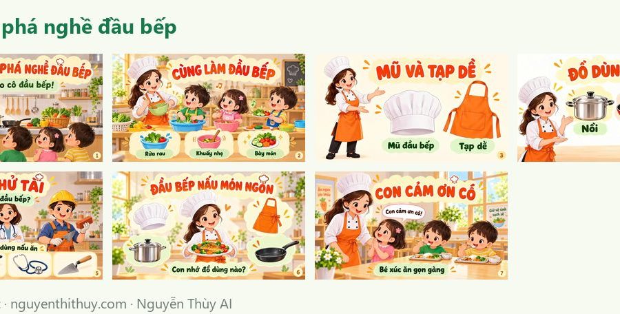 Ảnh xem trước: Slide “Bé khám phá nghề đầu bếp” – Nhà trẻ
