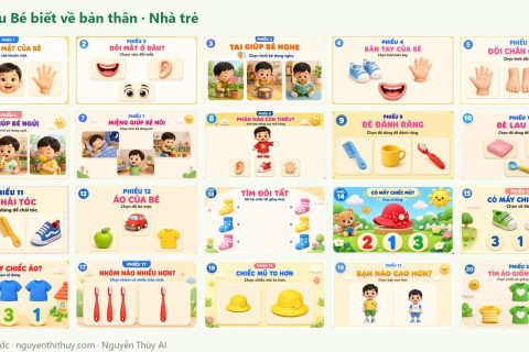 Ảnh xem trước: Bộ 20 phiếu tương tác “Bé biết về bản thân” – Nhà trẻ 24–36 tháng