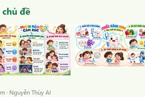 Ảnh xem trước: 4 tranh minh hoạ chủ đề Bản thân: màu sắc, cảm xúc, răng xinh