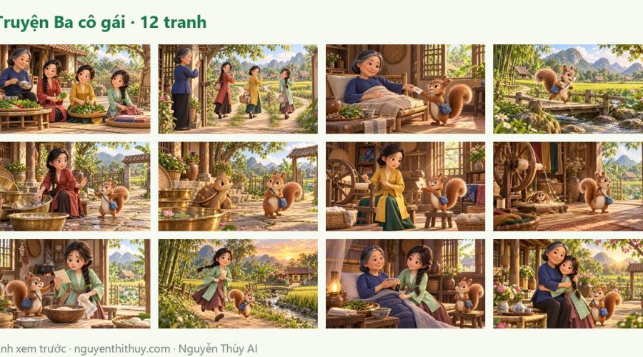 Ảnh xem trước: Truyện tranh 3D “Ba cô gái” – 12 tranh kèm lời dẫn và câu hỏi